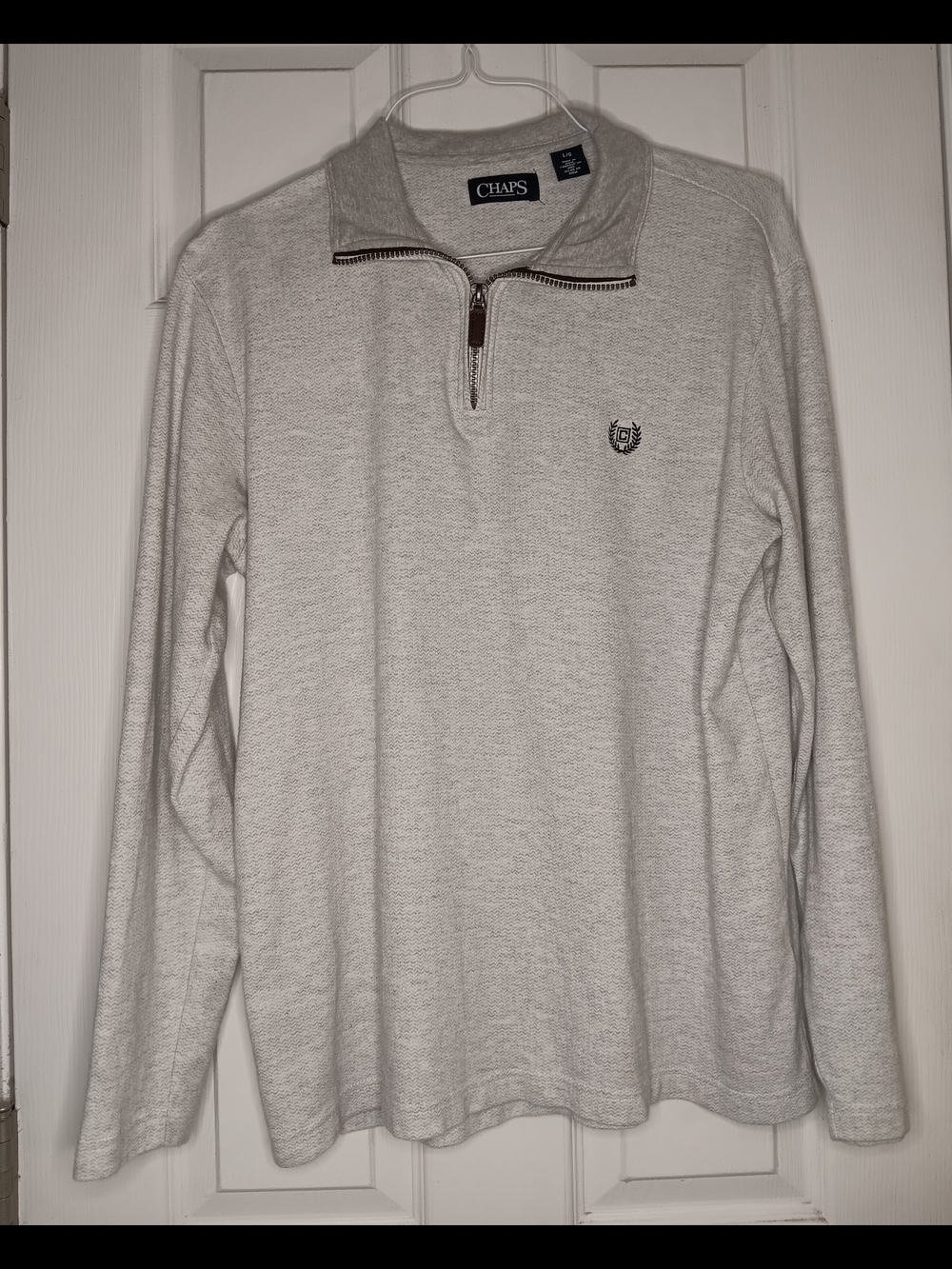 Chaps Heather Gray Half-Zip Pullover Sweater